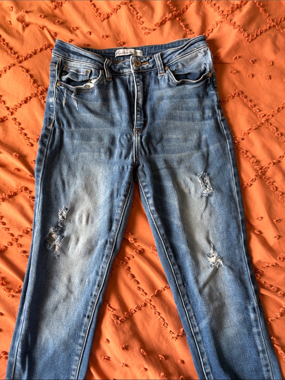 KanCan Women's Distressed Light Blue Skinny Jeans